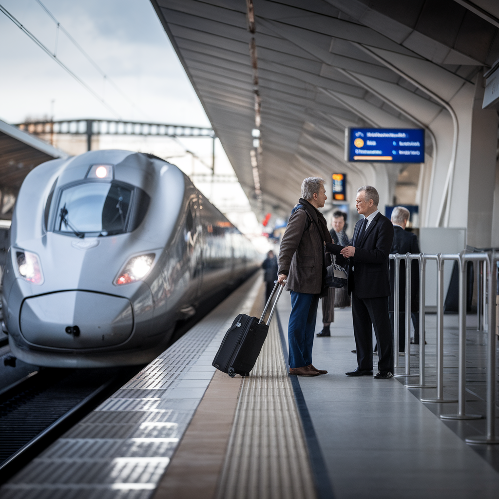 Un voyageur échange avec un agent avant un départ TGV perturbé