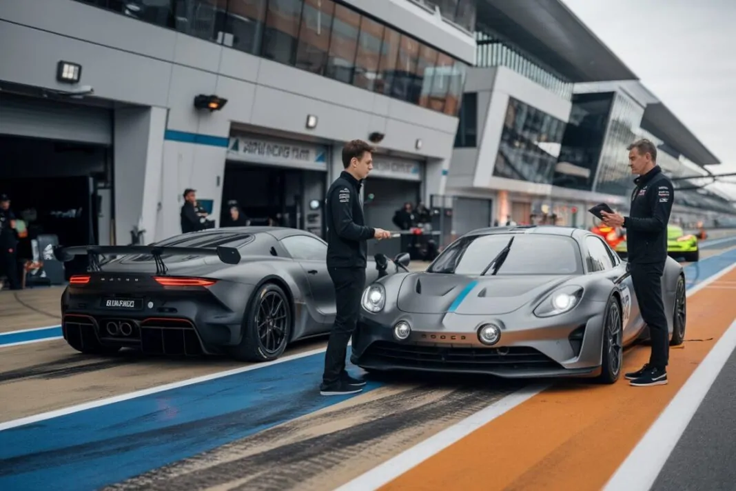 Alpine au départ des 24 Heures Deux prototypes Alpine A424 au Mans avant le départ