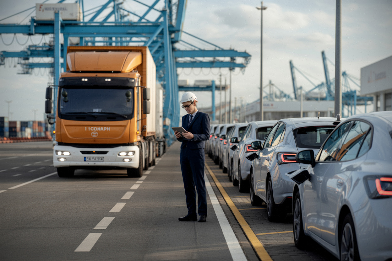 Voitures électriques chinoises importées sur un port européen