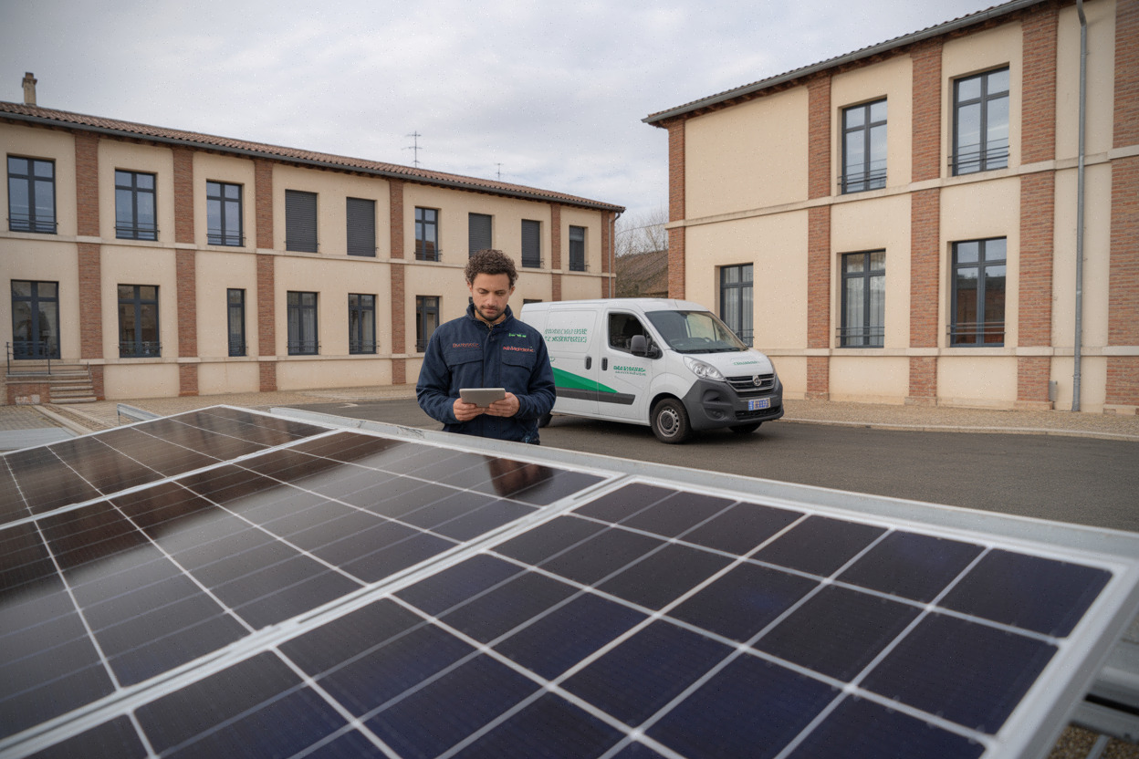 Panneaux photovoltaïques sur bâtiment public à Nègrepelisse