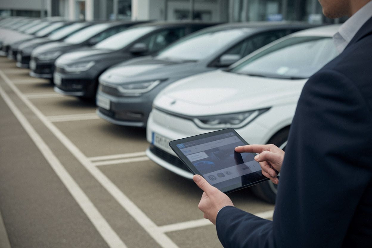 Acheteur consultant l’état batterie d’une voiture électrique d’occasion