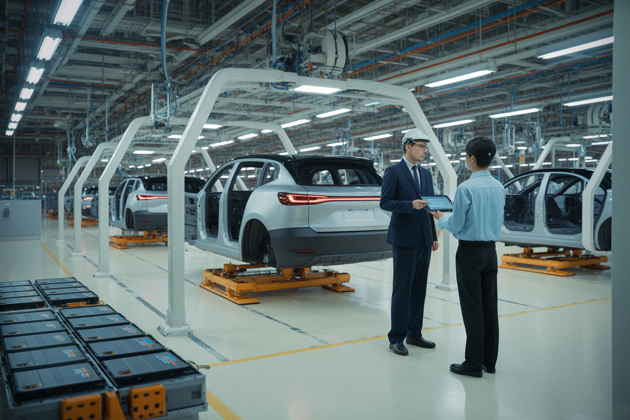 Usine automobile chinoise produisant des SUV électriques pour l'export
