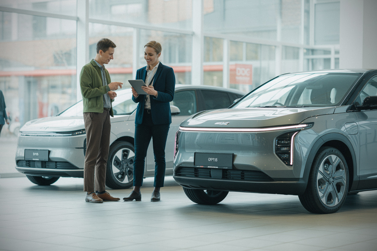 Gamme électrique Renault E-Tech présentée dans un showroom moderne