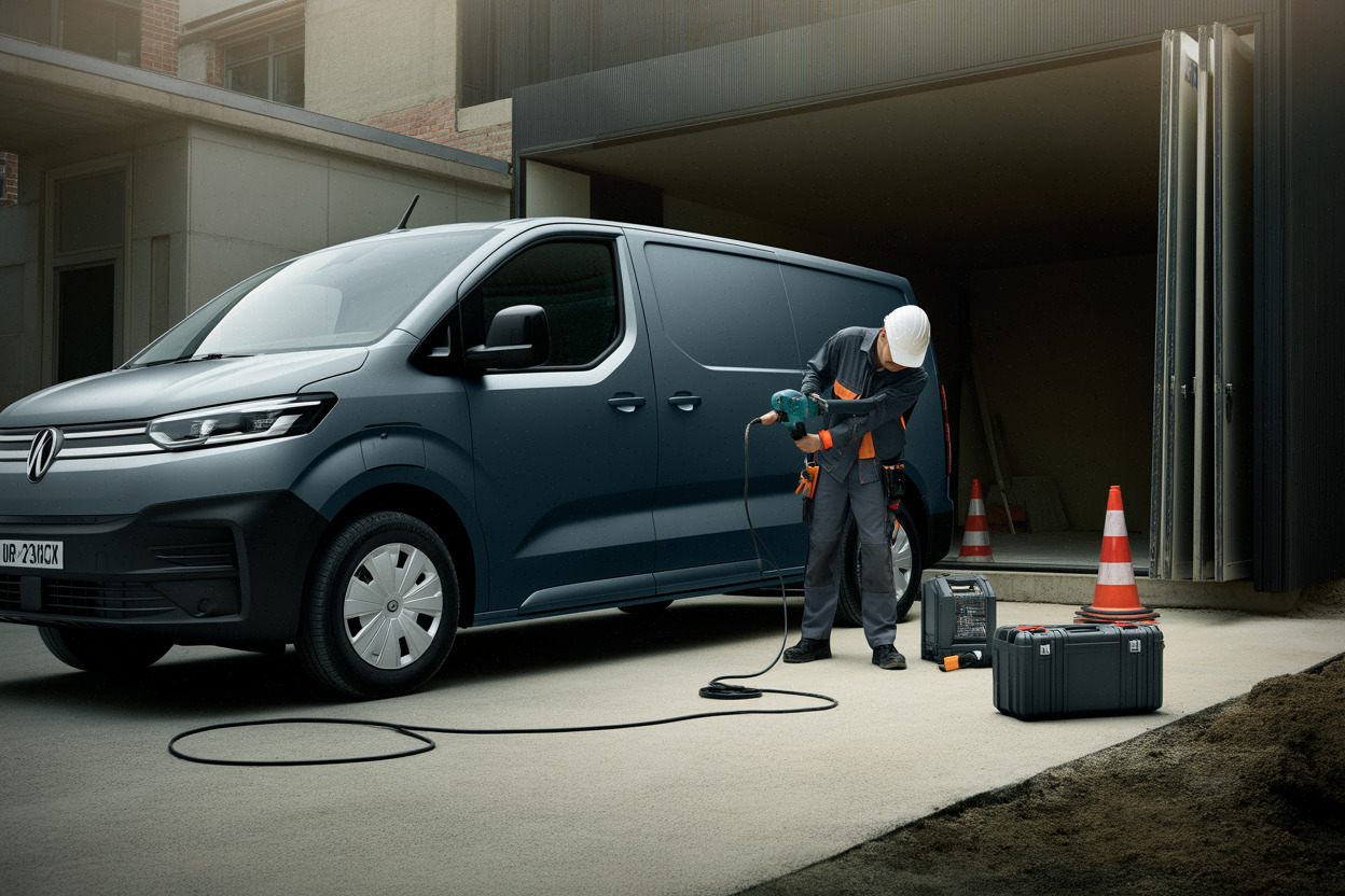 Prise 3 500 W du Renault Master utilisée sur chantier