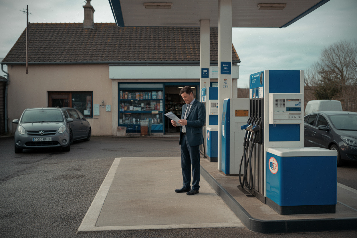 Gérant de station-service indépendante examinant ses factures de carburant