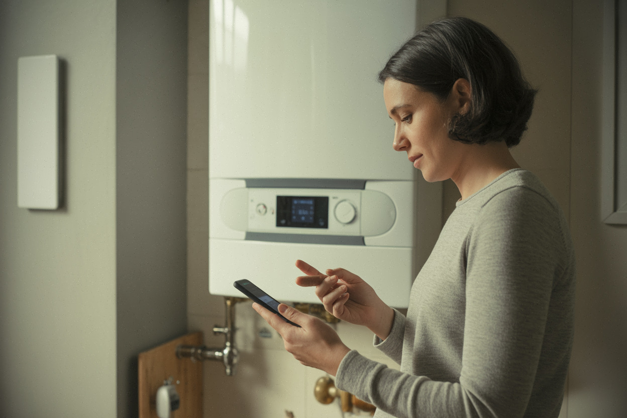 Chaudière gaz et thermostat connecté dans un logement récent