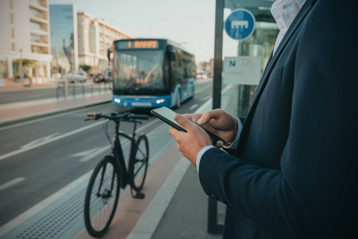 Usager consultant les informations trafic Lignes d’Azur sur smartphone