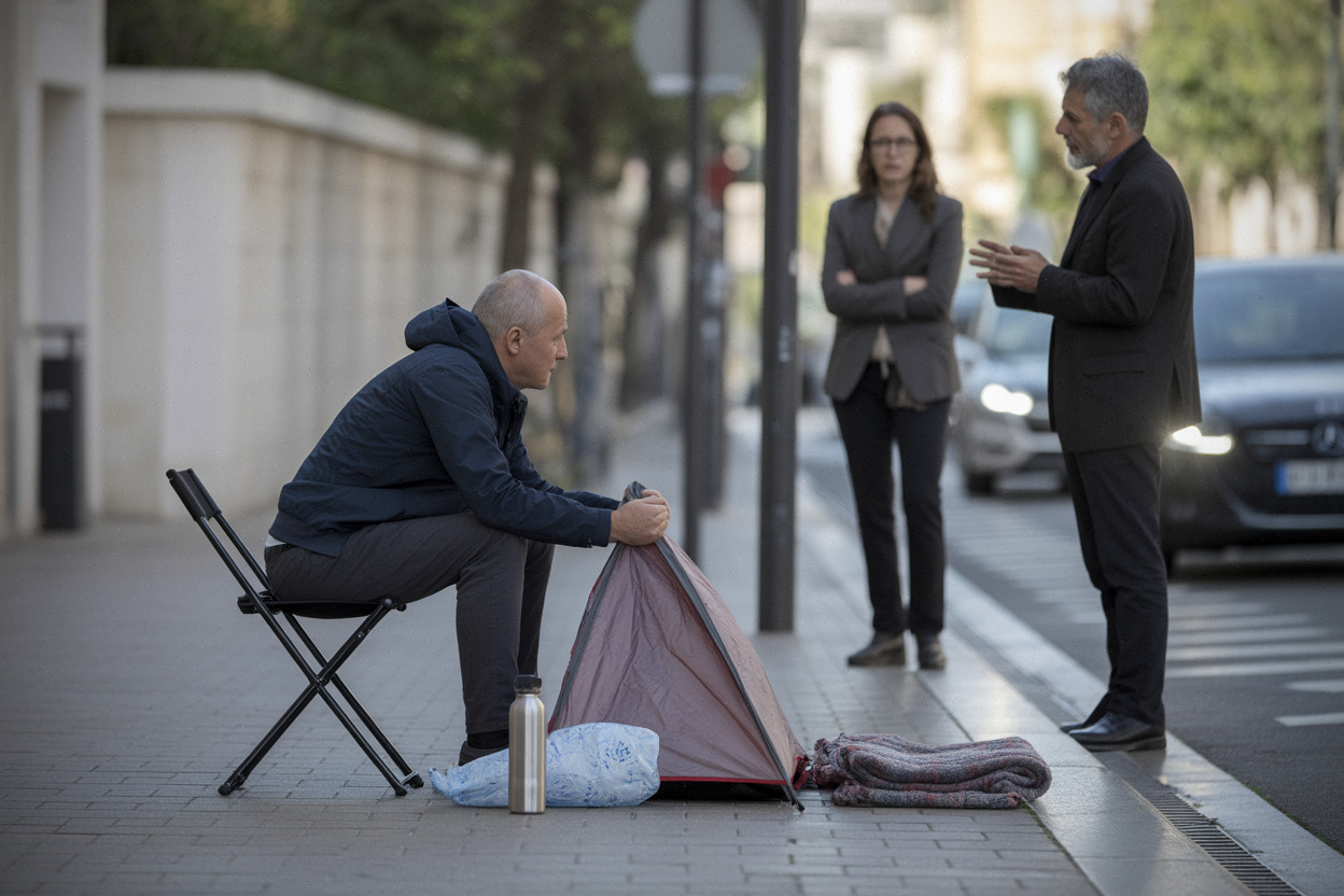 Campement démonté après trois jours de grève de la faim