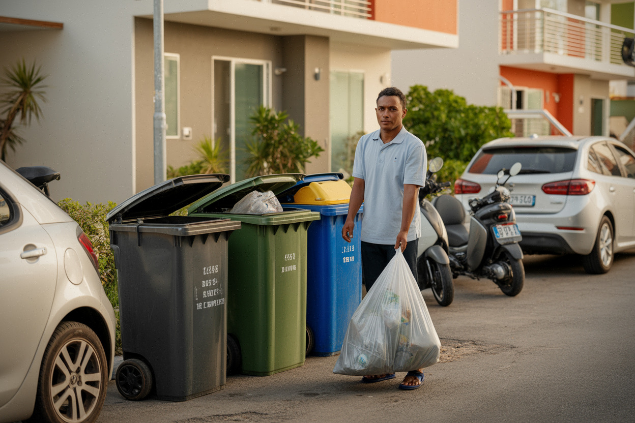 Bacs à déchets non collectés dans un quartier du Sud