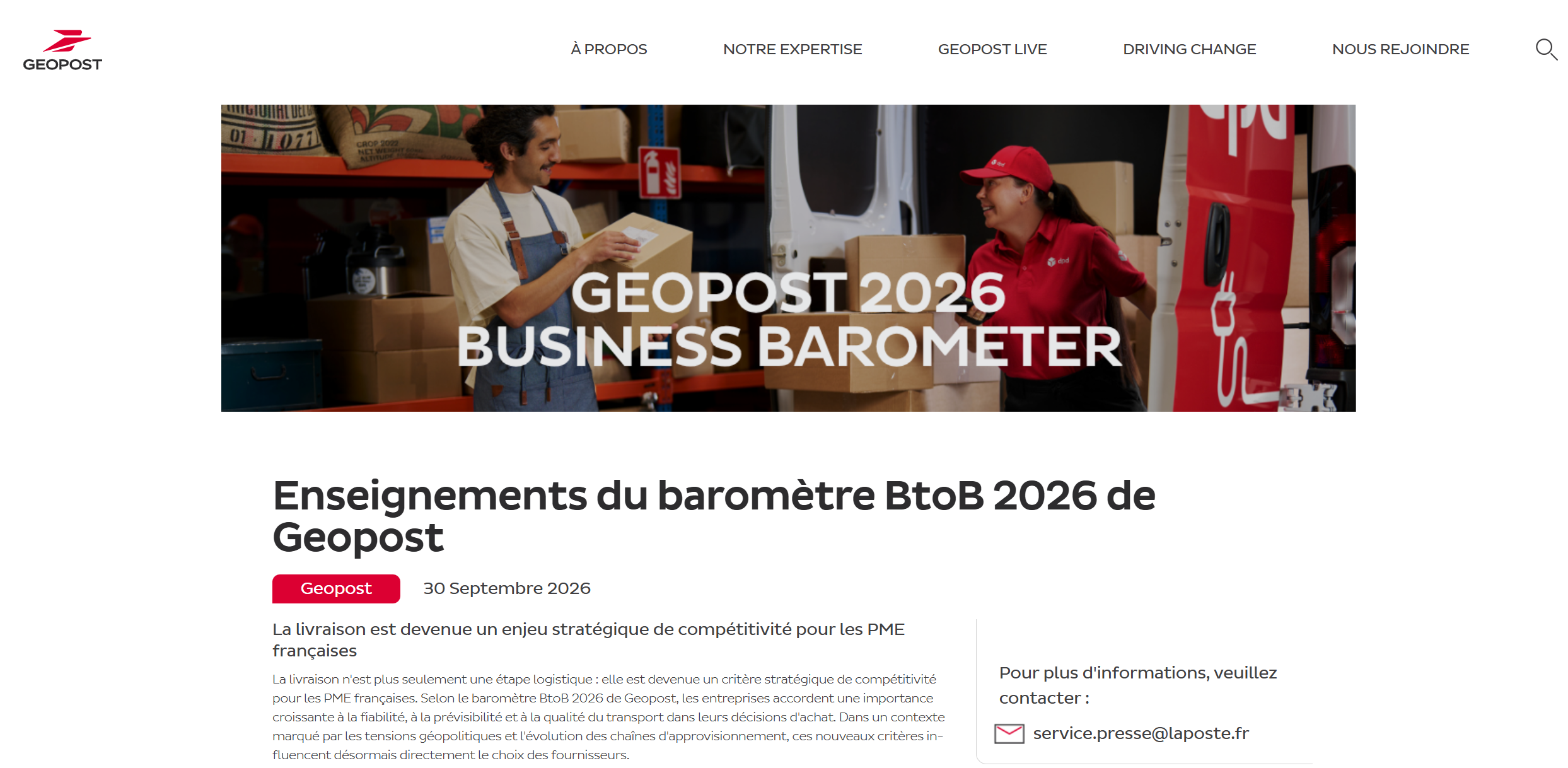 Enseignements du baromètre BtoB 2026 de Geopost Enseignements du baromètre BtoB 2026 de Geopost